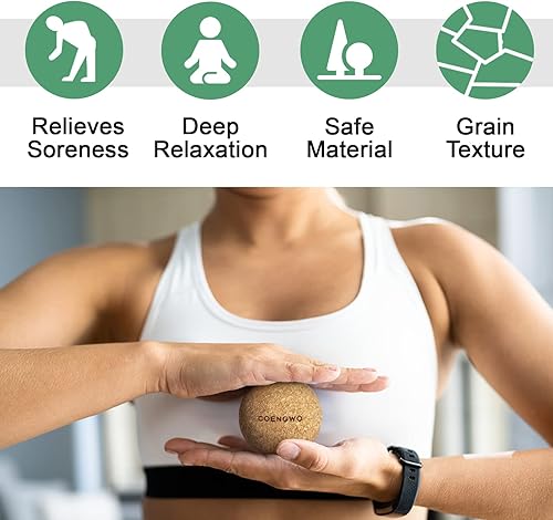 Miniatura 5 de COENGWO Bola de masaje de corcho, bola de liberación miofascial de corcho, pelota de terapia de yoga para terapia de puntos de activación, nudos
