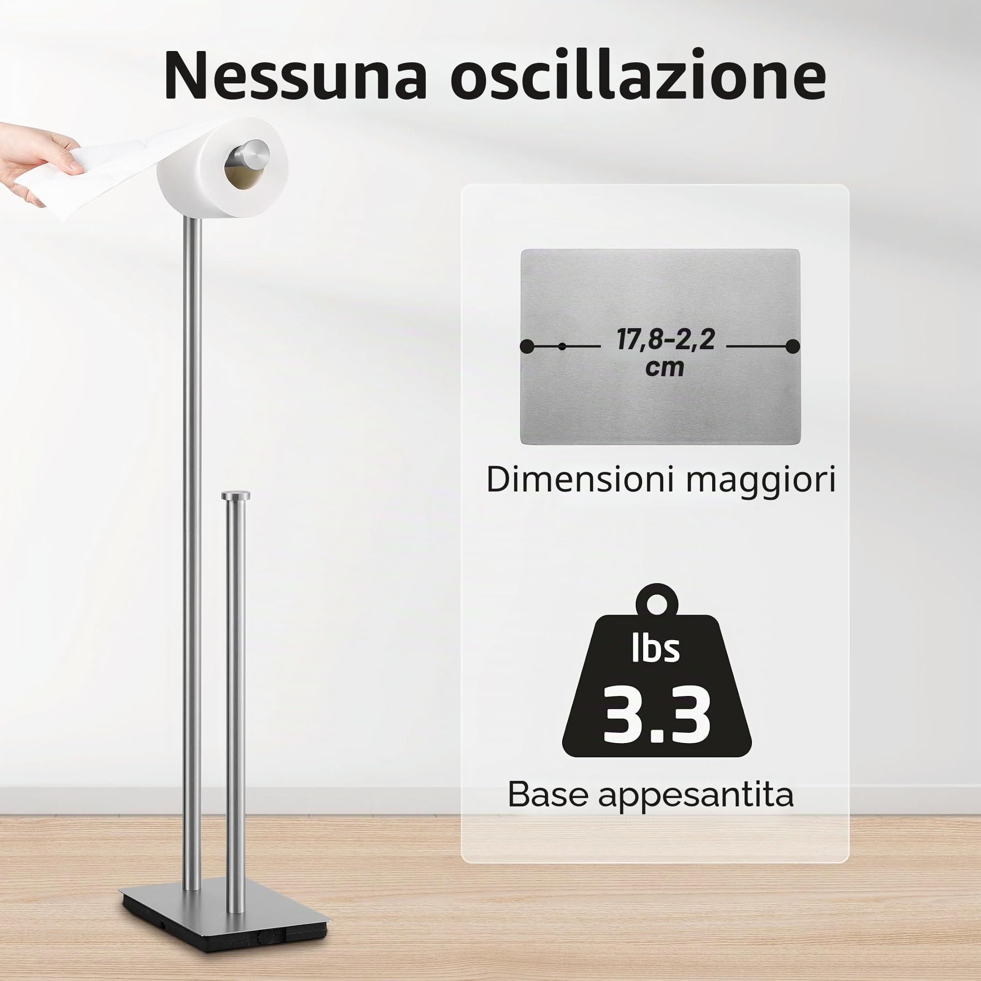 KES Porta Rotolo Carta Igienica da Terra Acciaio Inossidabile SUS304 Porta Carta Igienica da Terra con Riserva di Carta igienica Spazzolato, BPH286S1B-2