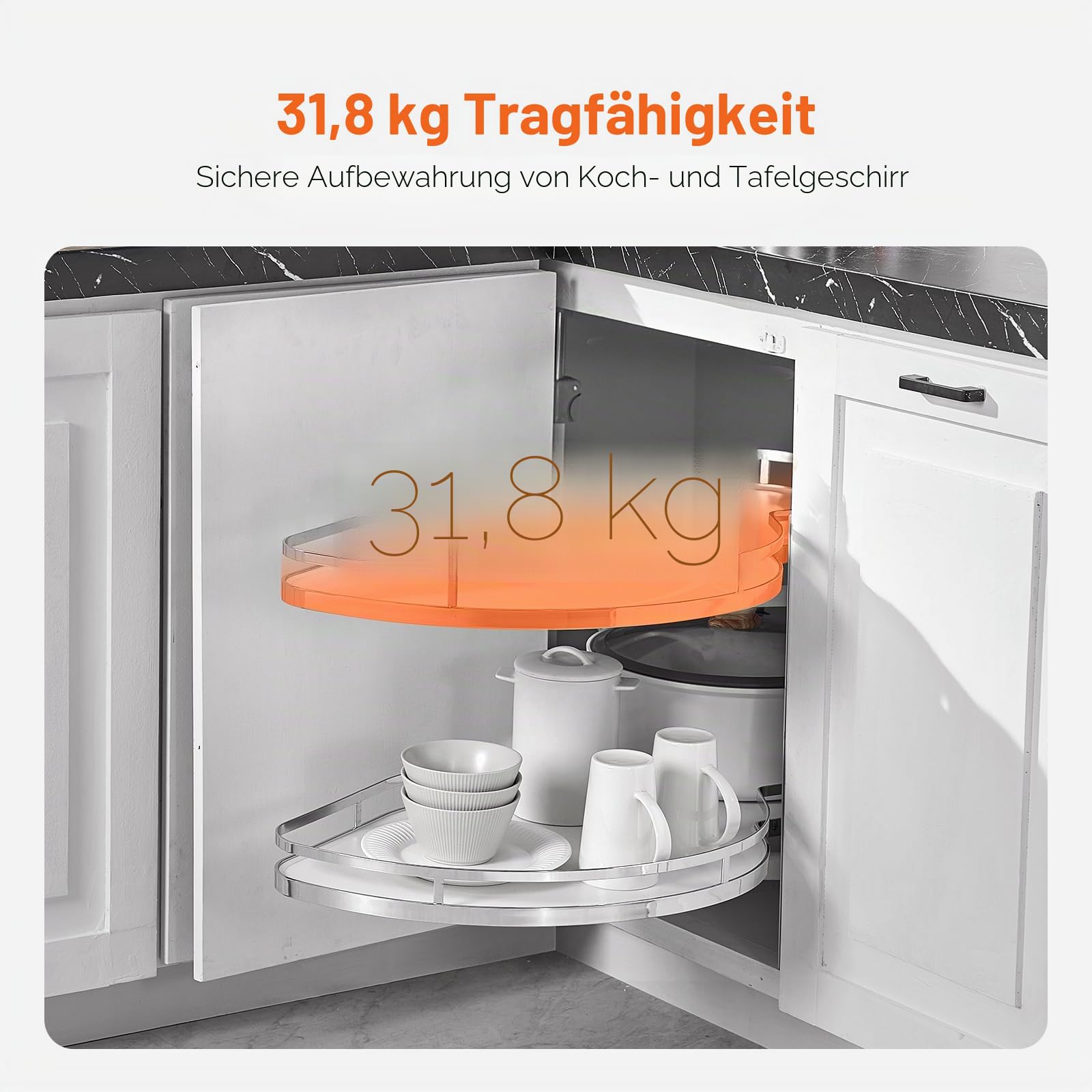 VEVOR Eckschrank-Organizer nach rechts, ausziehbarer Organizer für Jalousieschrank, 2-stufiges, höhenverstellbares Schwingtablett, sanft schließender Küchen-Organizer, rechts zu öffnen