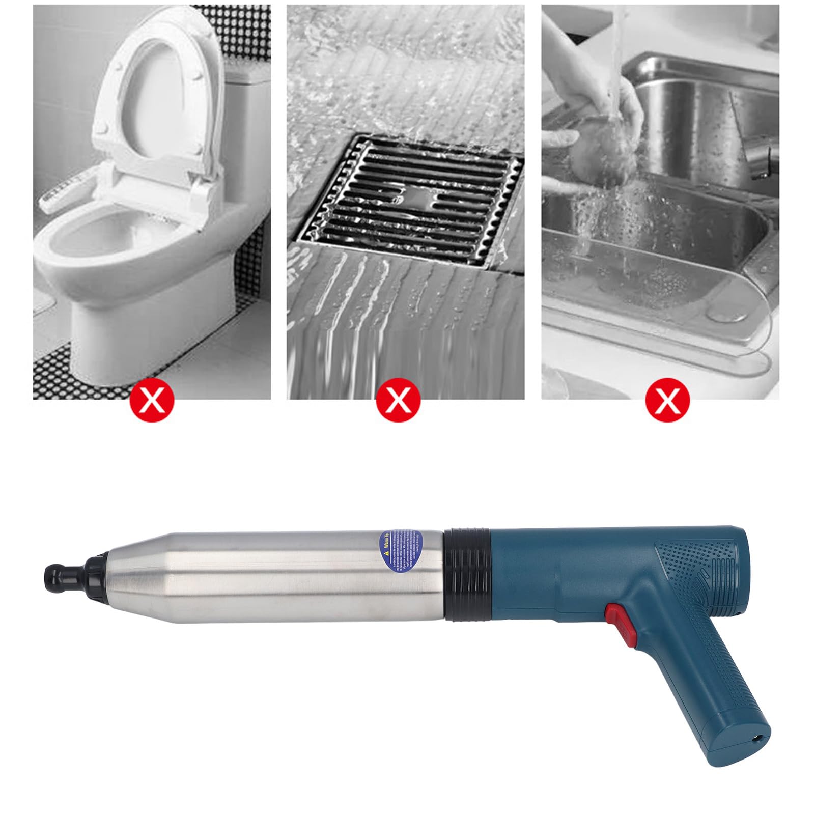 Pistola di Scarico Elettrica, Stantuffo per WC Elettrico Antiscivolo AC100-240V, Potente Ed Ergonomico per la Cucina (Spina UE 100-240 V)