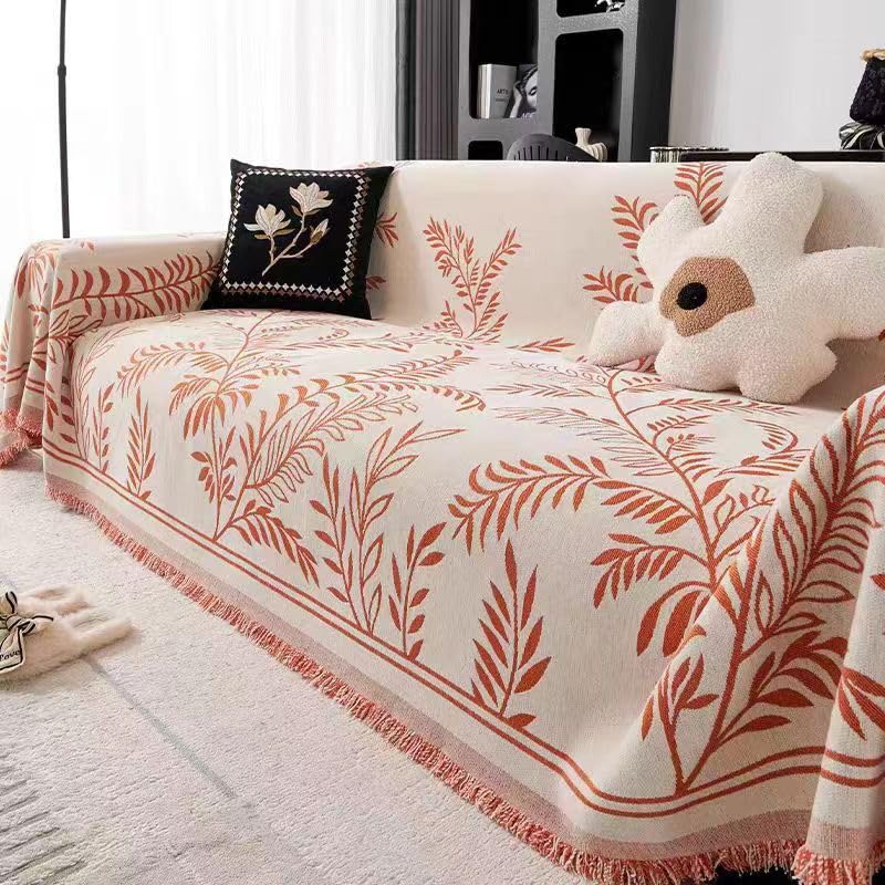 Zweig Housse Canape d'angle Feuilles Oranges Anti Griffe Chat Canapé,Protege Lavable Couvre Canapé, Couvre Canapé pour Chiens Chats Animaux, Canapéanti-Poussière180X340
