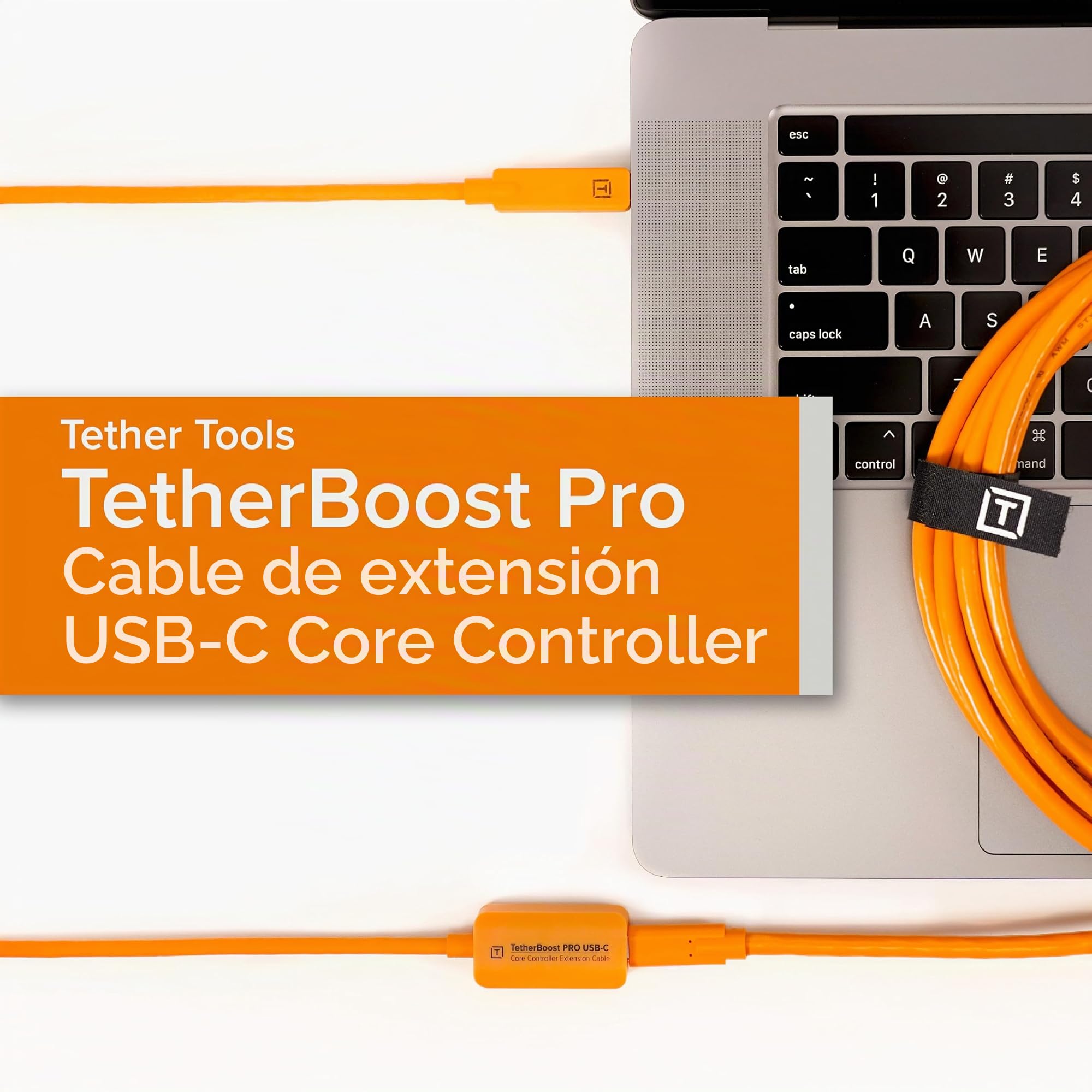 Tether Tools TetherBoost Pro USB-C Core Controller Extension Cable - Extensión para Cable USB-C (Naranja)