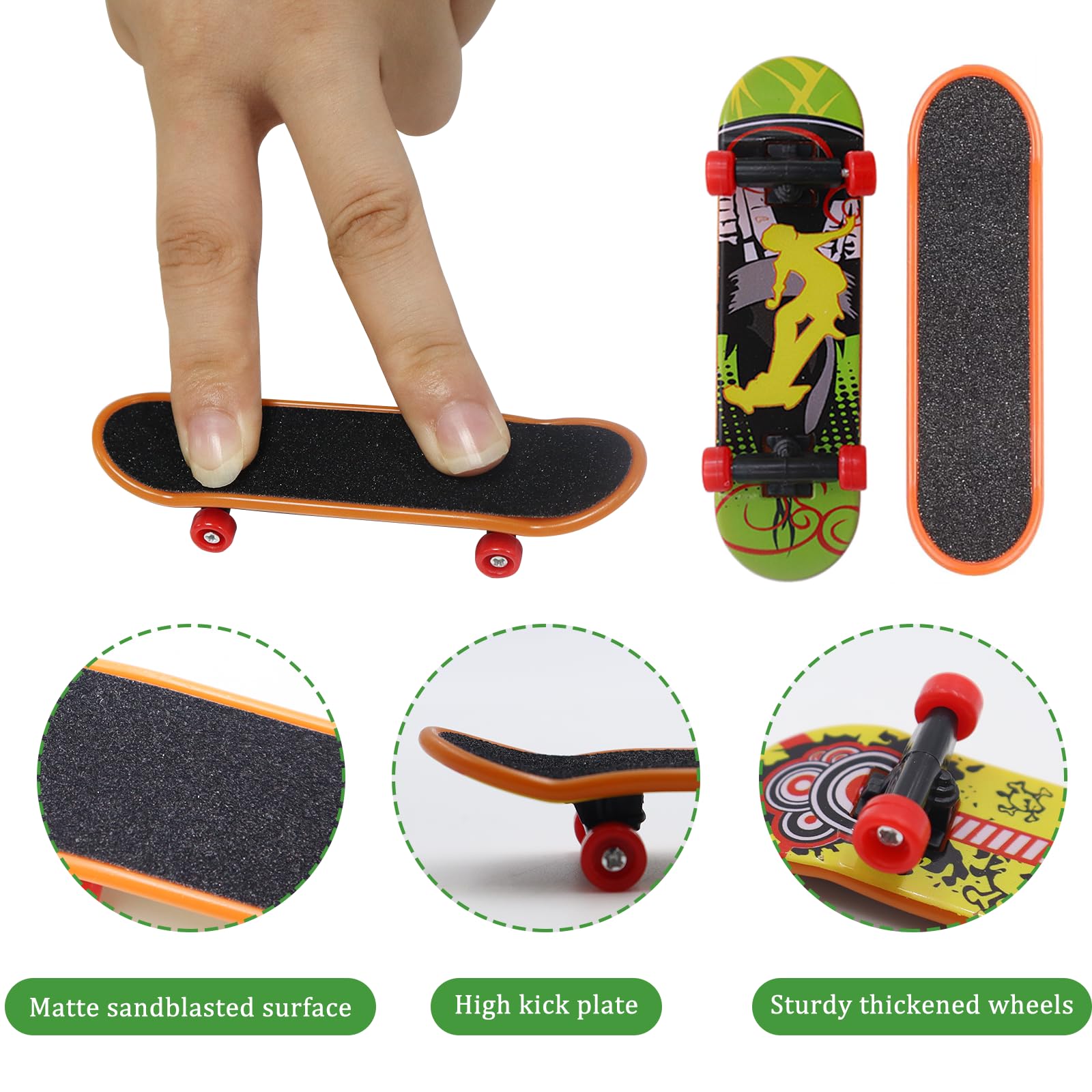 Pack De 12 Fingerboards Mini Skateboards - Para Dedos, Patrones Aleatorios, Ruedas Rojas, Juguete Creativo
