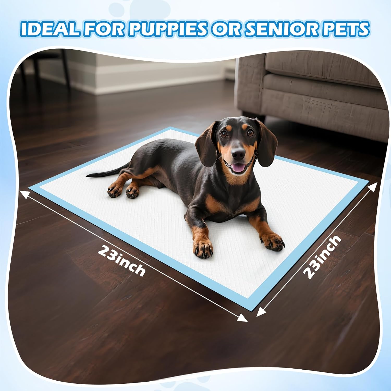 Bulubaky 150 Pack Puppy Pads 23" x 23" | 6-Layer Super Absorbent & Leak-Proof Puppy Pee Pads | Rapid Dry Disposable Incontinence Pads Potty Training Pads for Dogs, Cats