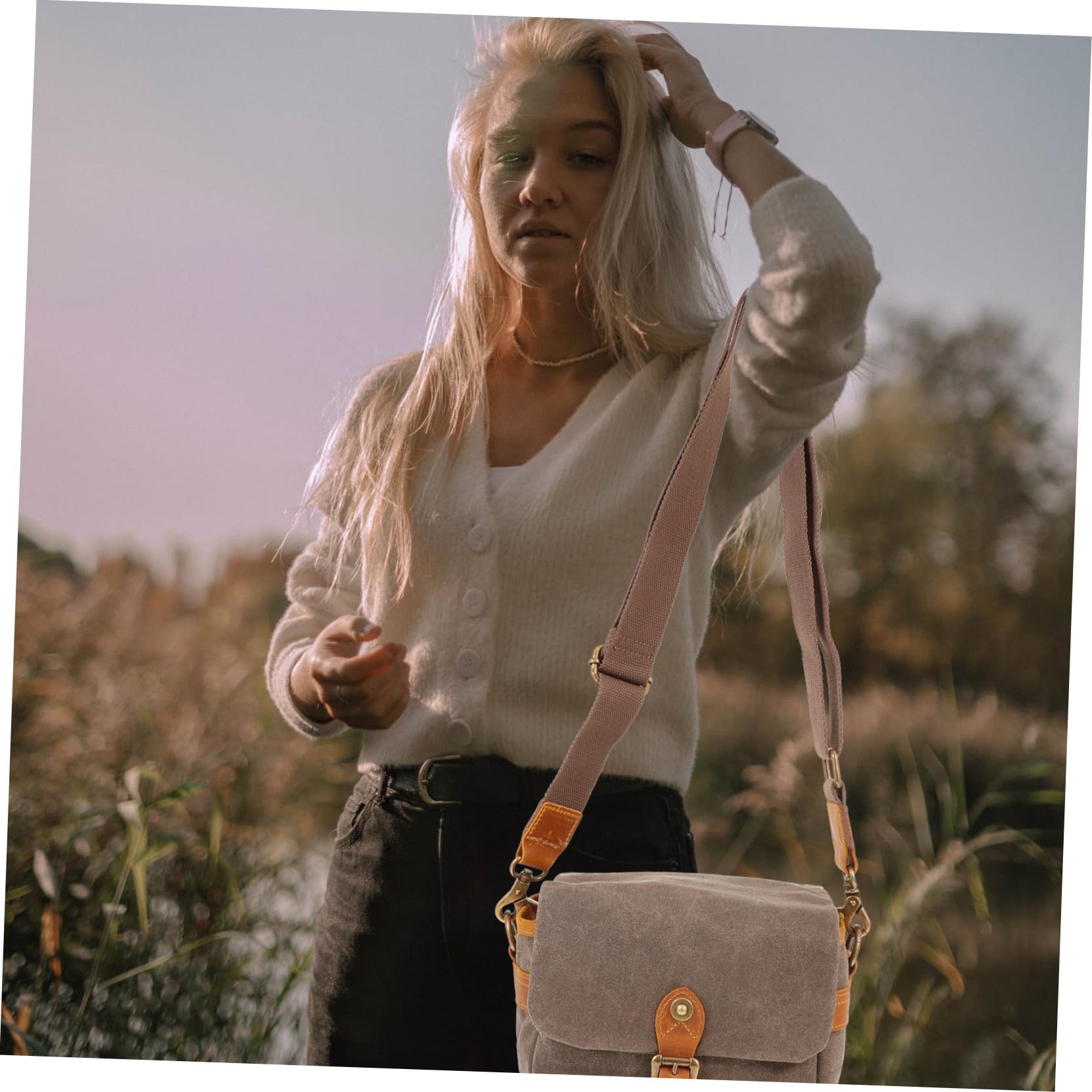 Veemoon Borsa Fotografica Monospalla Verde in Canvas, Leggera e Portatile