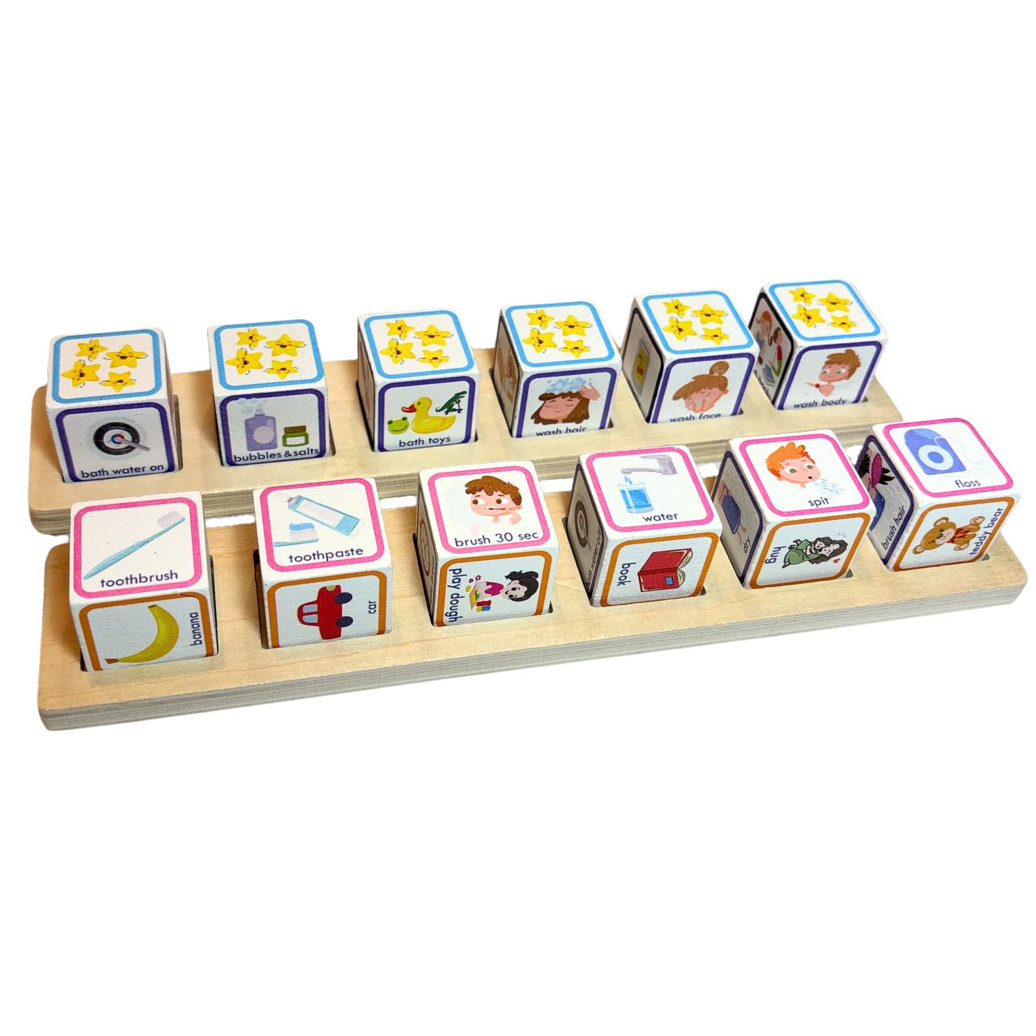 Blocs de routine quotidienne pour enfants – Horaire visuel en bois pour les tout-petits et les enfants, tableau de routine quotidienne pour le matin, l'heure du coucher, l'apprentissage de