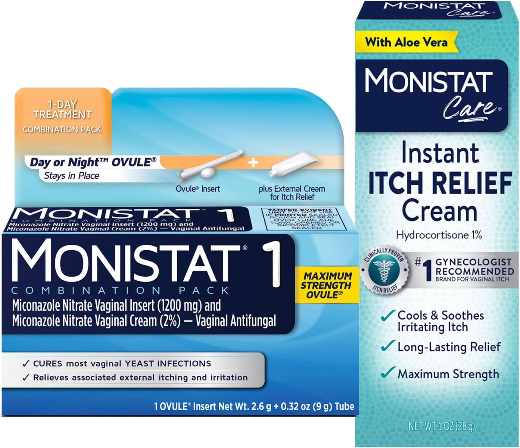 1 Day Yeast Infection Treatment Combination Pack with Instant Itch Cream