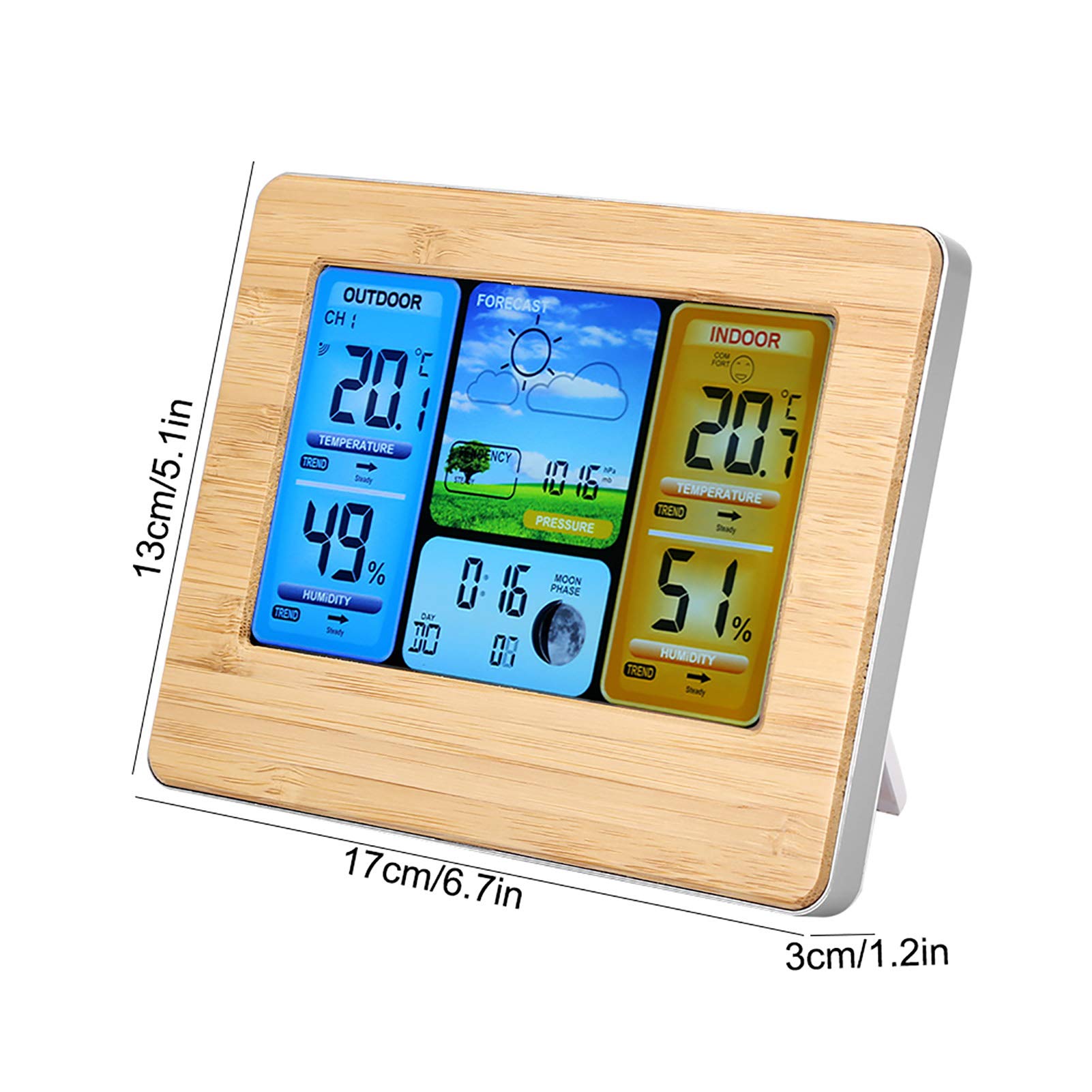 Hztyyier Stazione meteorologica, Stazione meteorologica Wireless Digitale LCD Temperatura Esterna Interna Previsioni stazioni meteorologiche per l'home Office Garden(Neutral-Yellow)