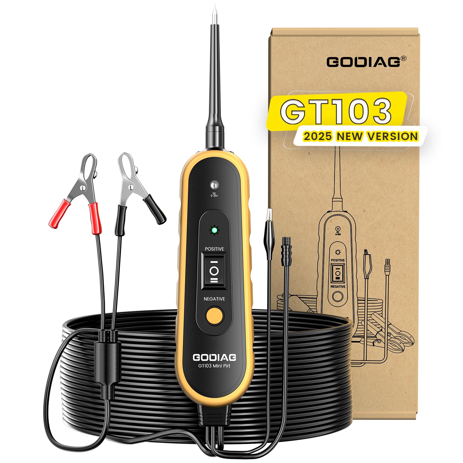 GODIAG Power Circuit Probe Tool, Auto Short Circuit Finder Relay Tester 6V-30V Component Activation Battery Tester Electrical Tool with LED Test Light