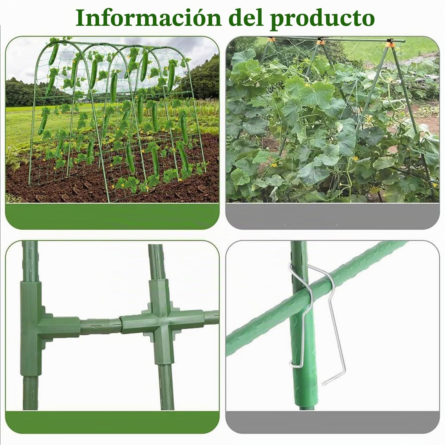 Enrejado De Tomates,Espaldera De Metal y Plástico En Forma De u,Tutor De Metal De 160cm De Alto con Pinzas De Jardín y Correa Retorcida para Plantas Trepadoras,para Verduras,Flores,Frutas