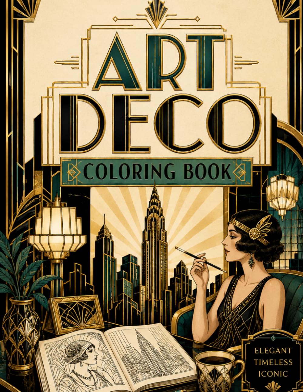 Art Deco Coloring Book: 1920s New York Scenes, Vintage Architecture and Roaring Twenties Style for Adults