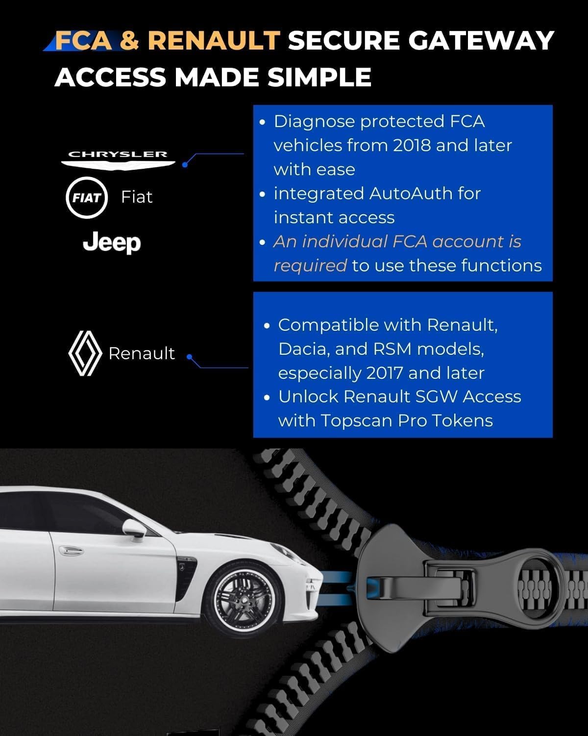 TOPDON TopScan Pro, diagnostyk OBD2 z Bluetooth, diagnostyk samochodowy, narzędzie diagnostyczne OBDII do wszystkich pojazdów, 13 Funkcja, czytnik kodów dla systemów iOS i Android, FCA i CAN-FD
