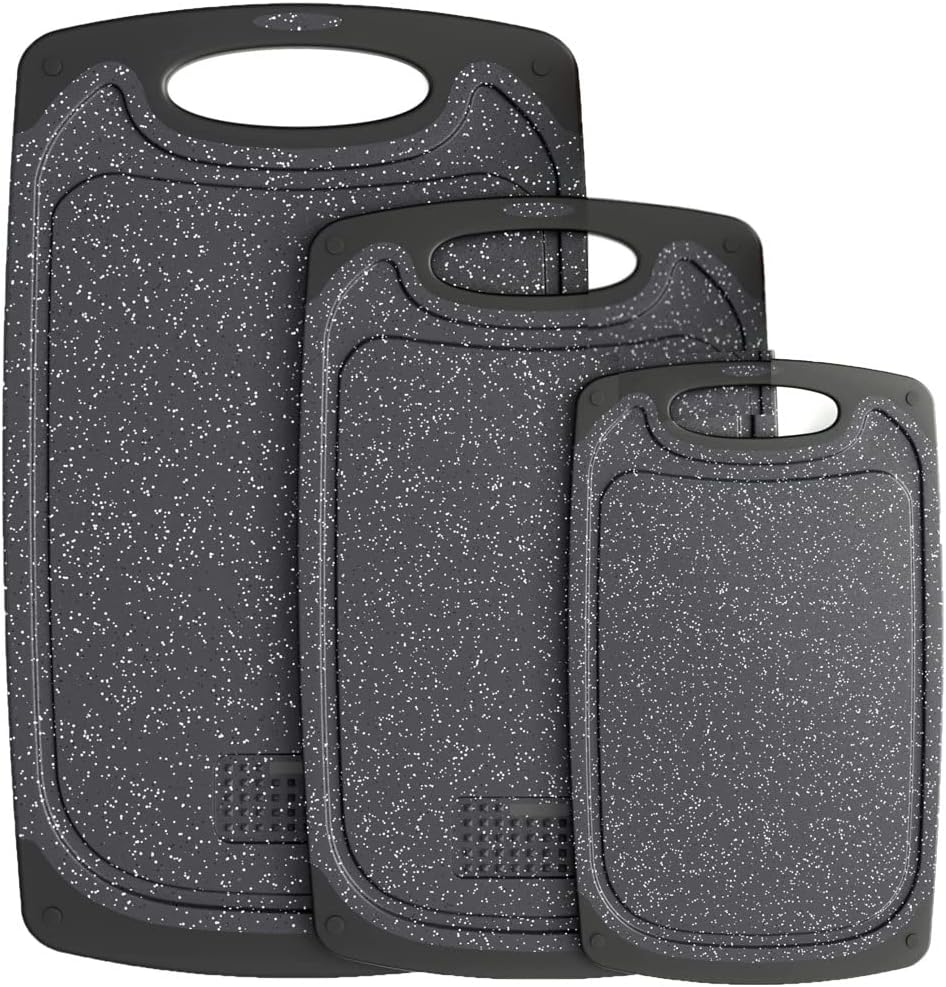 Plastic Cutting Board for Kitchen, 3 Pieces Dishwasher Safe Chopping