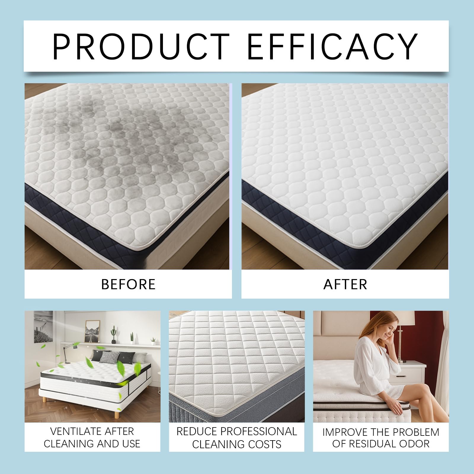 Nettoyant puissant pour matelas, détachant pour tapis, détachant pour matelas, nettoyant pour sièges auto, détachant pour vêtements, mousse sans gommage pour lits, canapés et fauteuils (1)