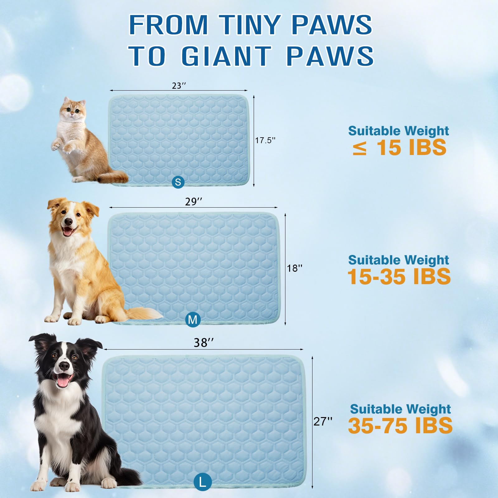 Tapis de refroidissement pour chien et chat - Tapis rafraîchissant d'été pour chien et chat - Lavable, portable et non toxique - Tissu high-tech pour cages, lits, voitures (73,7 x 45,7 cm