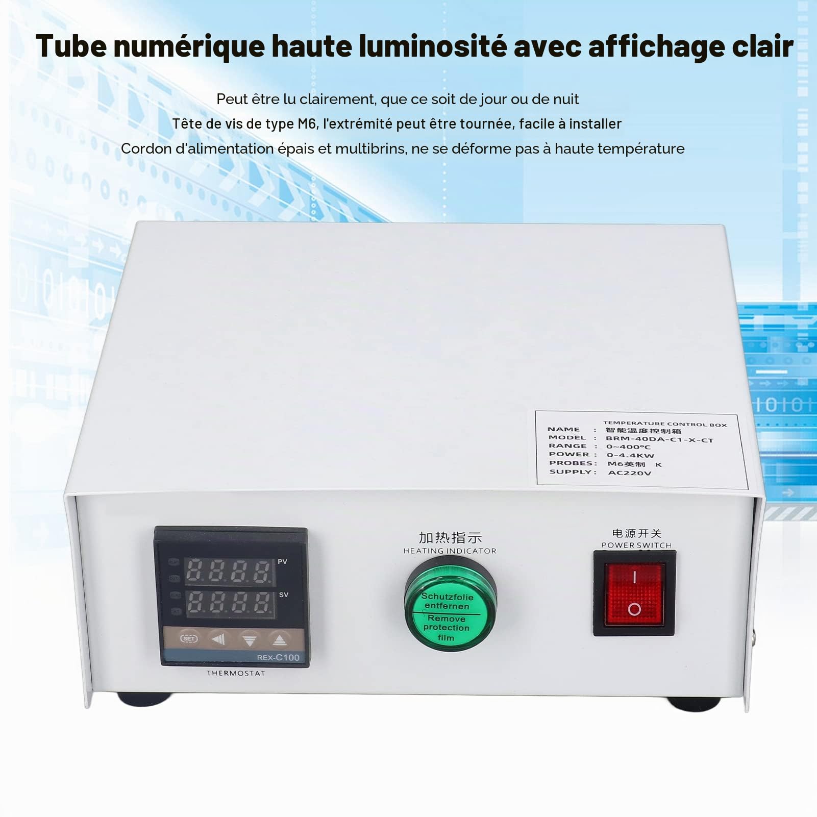 Régulateur de Température PID, Contrôleur de Température Intelligent électronique AC220V 0~400℃ de Grande Précision pour l'incubateur de Four Domestique (#3)