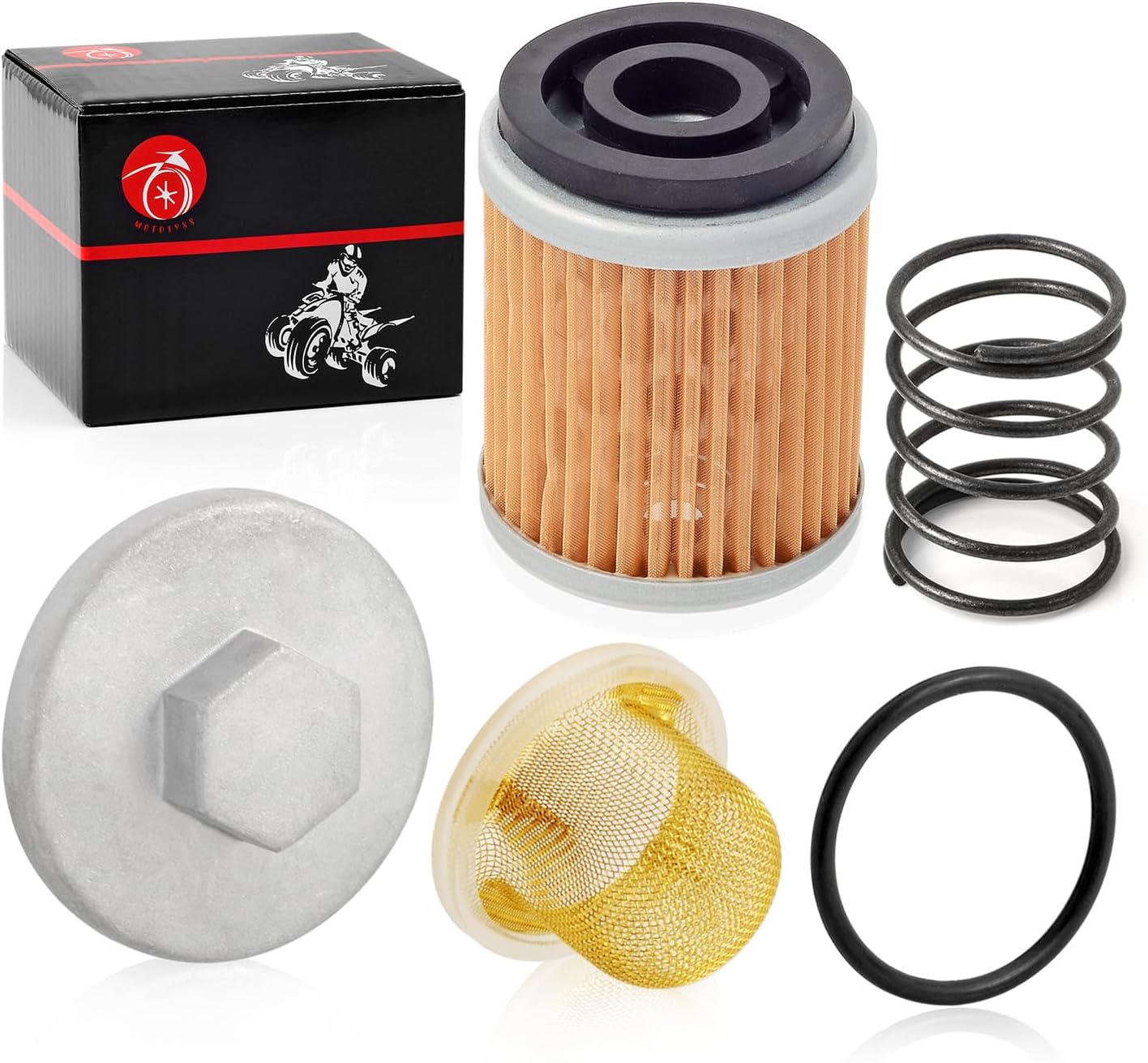 Oil Drain Plug CAP & Spring Oil Filter Strainer For YAMAHA SR185 XT225 BW200 TTR225 TTR230 TW200 MOTO-4 YFM 200 225 Bear Tracker 250 YFM250 Timberwolf 250 YFB250