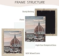 Vista 3 de Golden State Art, Portarretratos de 11 x 14 pulgadas, estilo de grano de madera campestre, moldeado amplio, ganchos traseros para exhibición