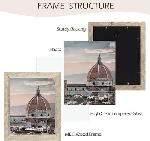 Miniatura 3 de Golden State Art, Portarretratos de 11 x 14 pulgadas, estilo de grano de madera campestre, moldeado amplio, ganchos traseros para exhibición de