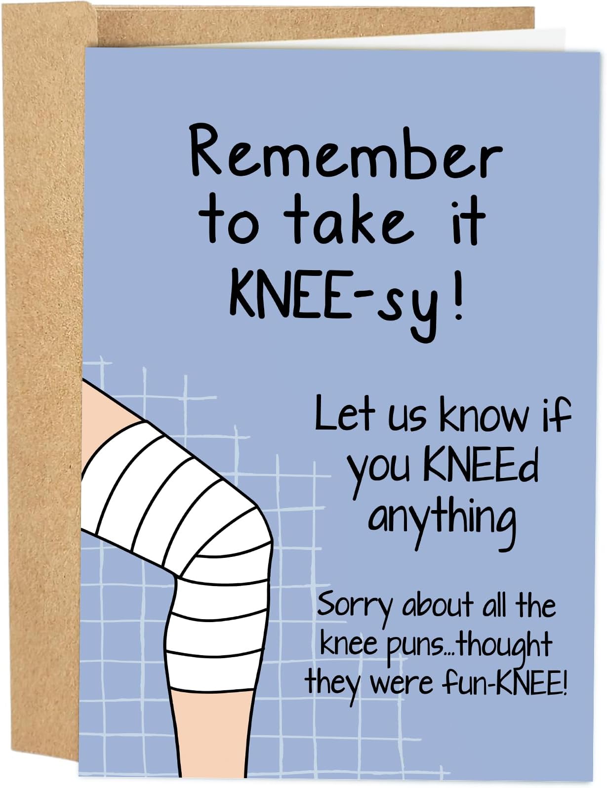 Funny Knee Get Well Soon Card for Men Women, Knee Replacement Card Gift for Patient, Speedy Surgery Recovery Cards for Him Her