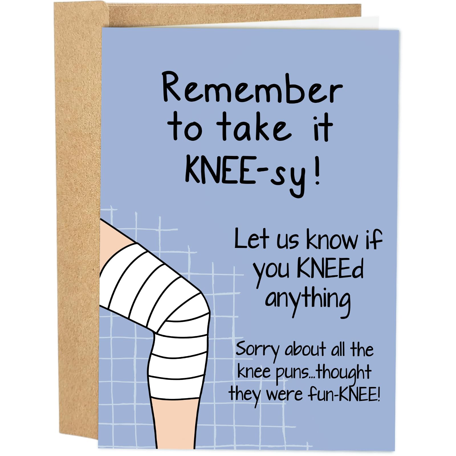 Funny Knee Get Well Soon Card for Men Women, Knee Replacement Card Gift for Patient, Speedy Surgery Recovery Cards for Him Her