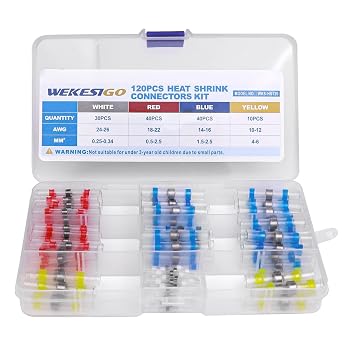 120PCS Solder Seal,Marine Grade Heat Shrink Wire Connectors-Heat Shrink Butt Connectors-Butt Splice Wire Connectors for Stereo, Electrical with Corrosion and Weatherproof