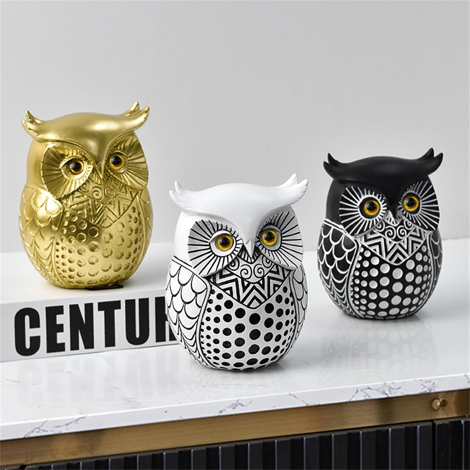 Mesmerizing Gold Owl Ornament: Resin Statue for Elegant Home and Office Decor - Perfect for TV Cabinet, Porch, Bookshelf, Living Room, and Entryway - Ideal Tabletop Accent for Christmas - Image 2