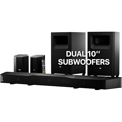 Nakamichi Shockwafe Wireless 11.2.6 Ch Soundbar System w Dolby Atmos/DTS:X, Upgraded Dual 10” Subs, Bipolar Surrounds, 6 Discrete Height Channels, 2300 Watts Max Output