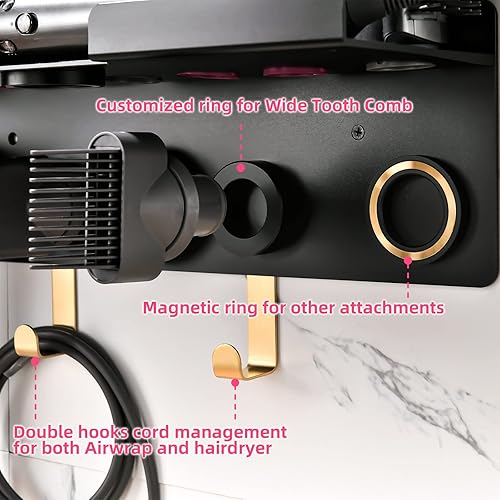 Miniatura 3 de Dyson Airwrap Soporte de pared, soporte para secadora de pelo Dyson Airwrap Hair Styler, soporte de envoltura de aire 2 en 1, soporte para secadora