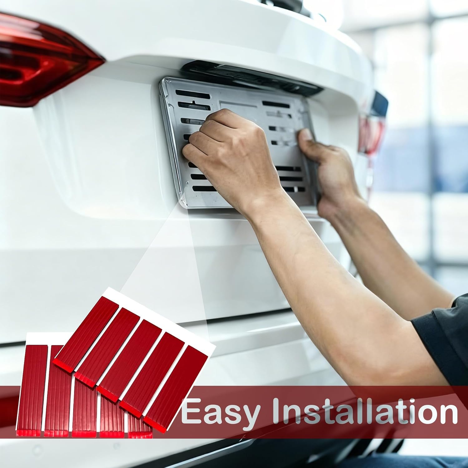 Number Plate Sticky Pads 10 Strips – Extra Strong Double Sided Sticky Pads for Car Number Plates, Heavy Duty Adhesive Pads for Registration & License Plates, Drill-Free Fixing Kit (3mm Thick) — view 8