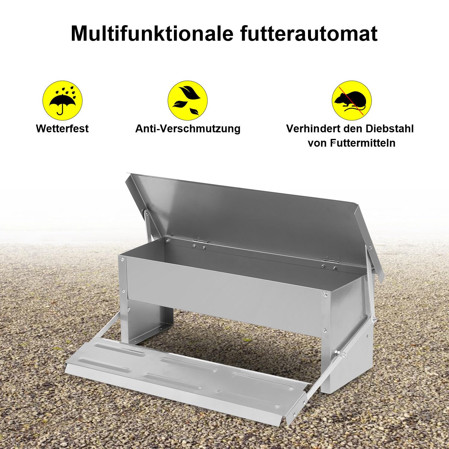 Mangiatoia automatica con pedale automatico e coperta impermeabile, mangime per pollame, 2 mangiatoie automatiche per pollame, 5 kg, zincate