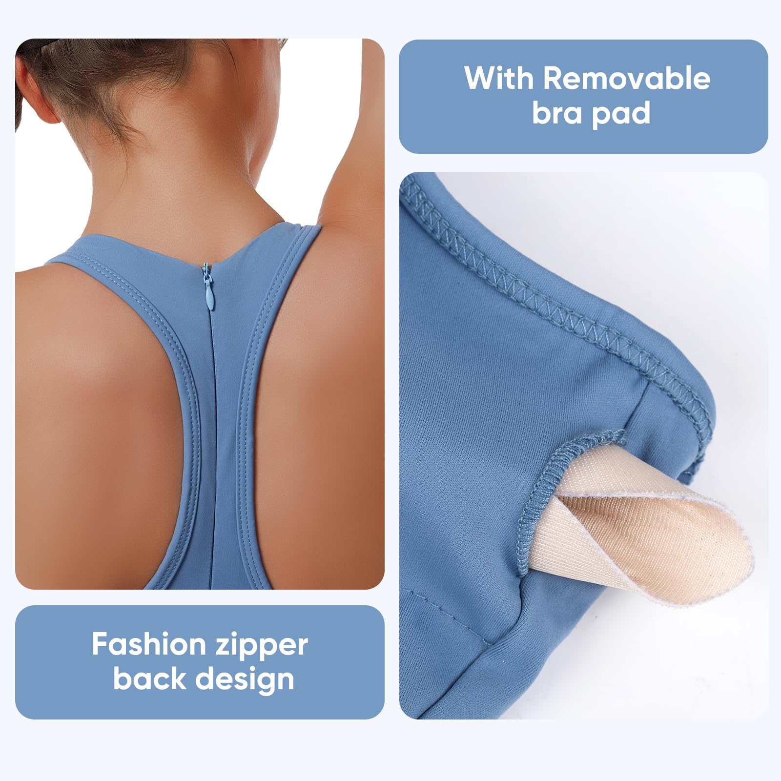 Bezioner Abito Tennis Donna Vestito Golf Cerniera Racerback con Integrate Reggiseno e Pantaloncini Tasche Abito Sportivo