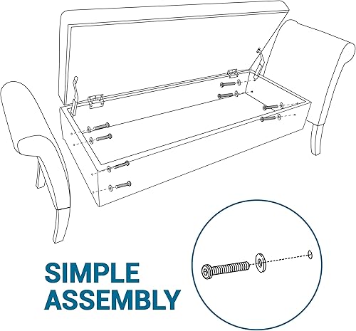 Miniatura 4 de Yaheetech Banco de almacenamiento grande de tela con brazos enrollados, banco de almacenamiento acolchado, banco de almacenamiento funcional,