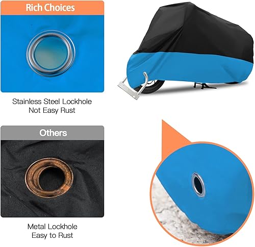 Miniatura 10 de Cubierta negra para motocicleta para todas las estaciones, resistente al viento, impermeable, protección al aire libre, para scooter, tour,