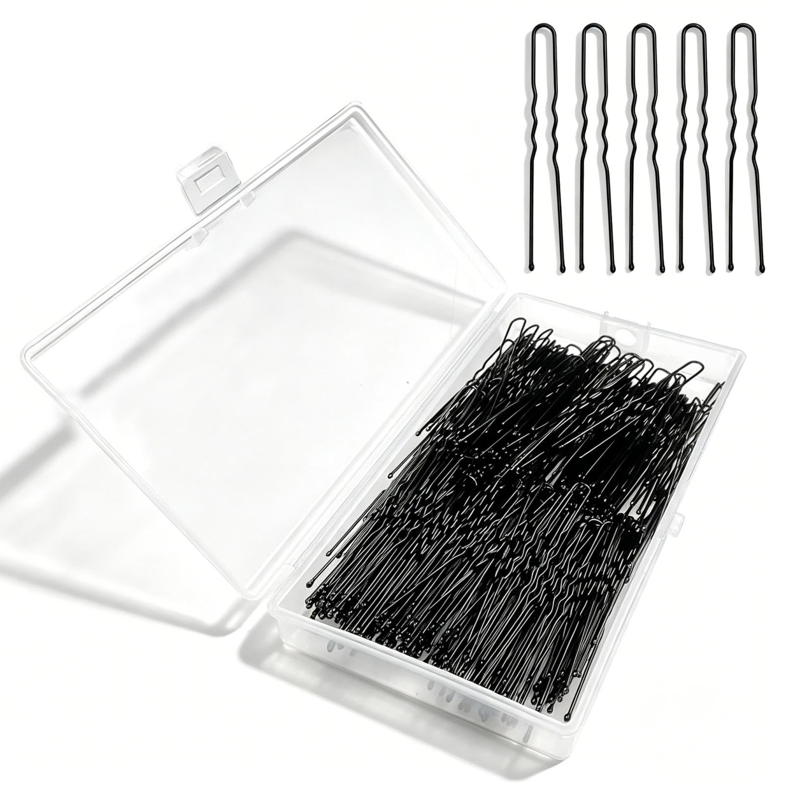 Uootach 200 Piezas Horquillas para el Pelo, 6 cm Horquillas para el Pelo en U, pasador de pelo ondulado pasador de pelo invisible, Adecuado para horquilla de niñas, peluquería(negro)