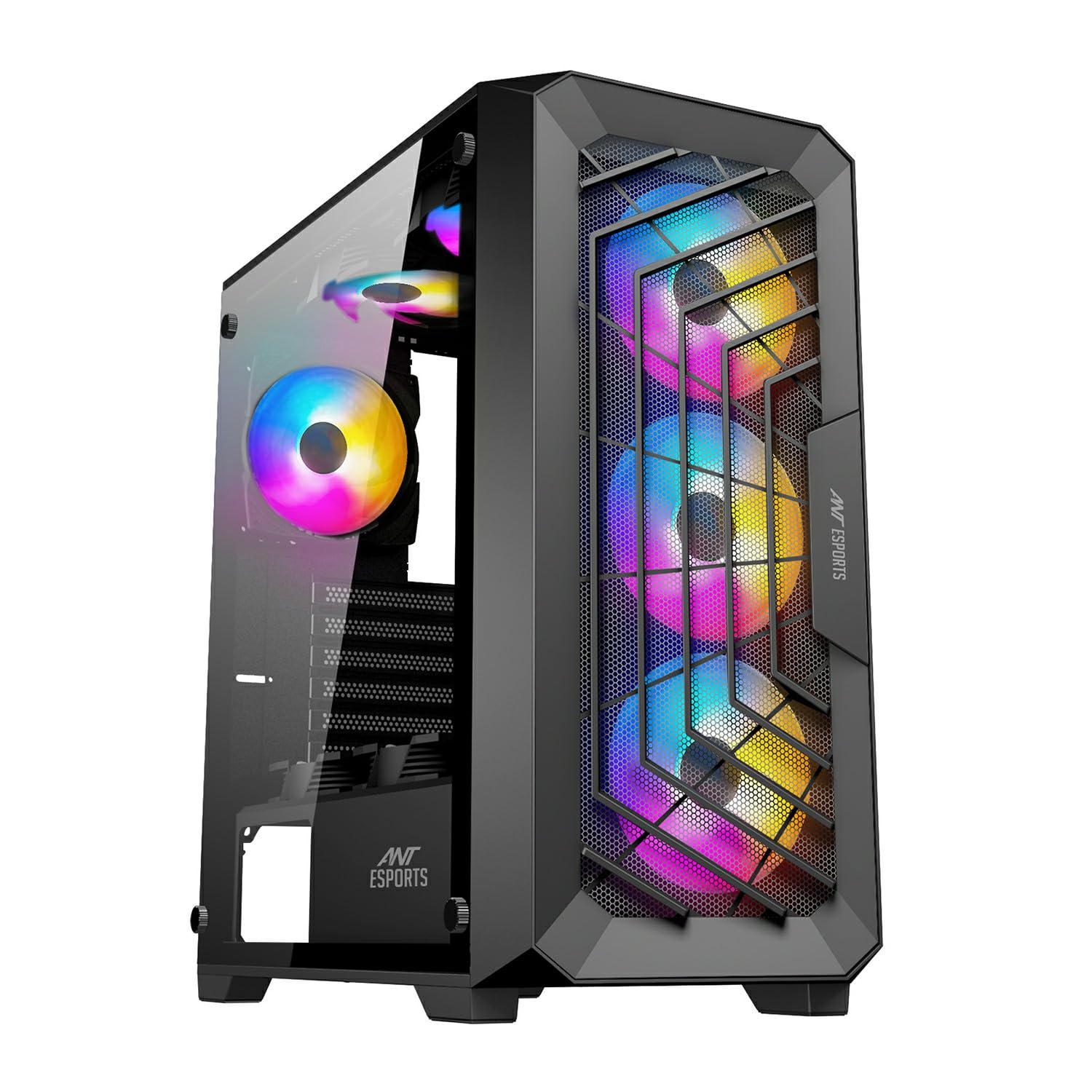 Ant EsportsSX5 Mid-Tower Computer Case/Gaming Cabinet - Black | Support ATX, Micro-ATX, Mini-ITX | Pre-Installed 3 x 120mm Front Fans