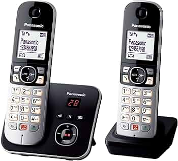Panasonic KX-TG6862JTB Telefono Cordless Digitale con Segreteria Telefonica Digitale, Unità Base e 2 Ricevitori, ID Chiamante, Blocco Chiamate, Blocco Chiamate Automatiche, Display LCD, Nero