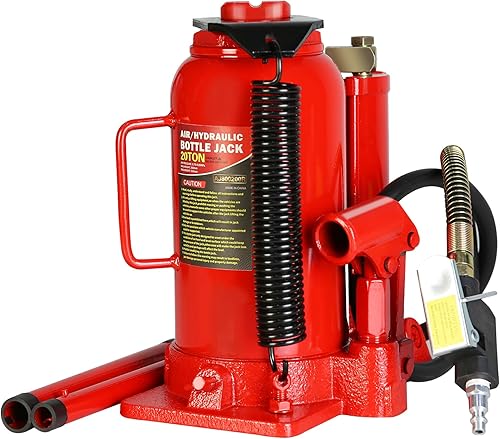 Miniatura 2 de Gato de botella hidráulica de aire de 20 toneladas, gato neumático de botella soldado con autógena, rango de elevación de 10.2 a 20.1 pulgadas, con