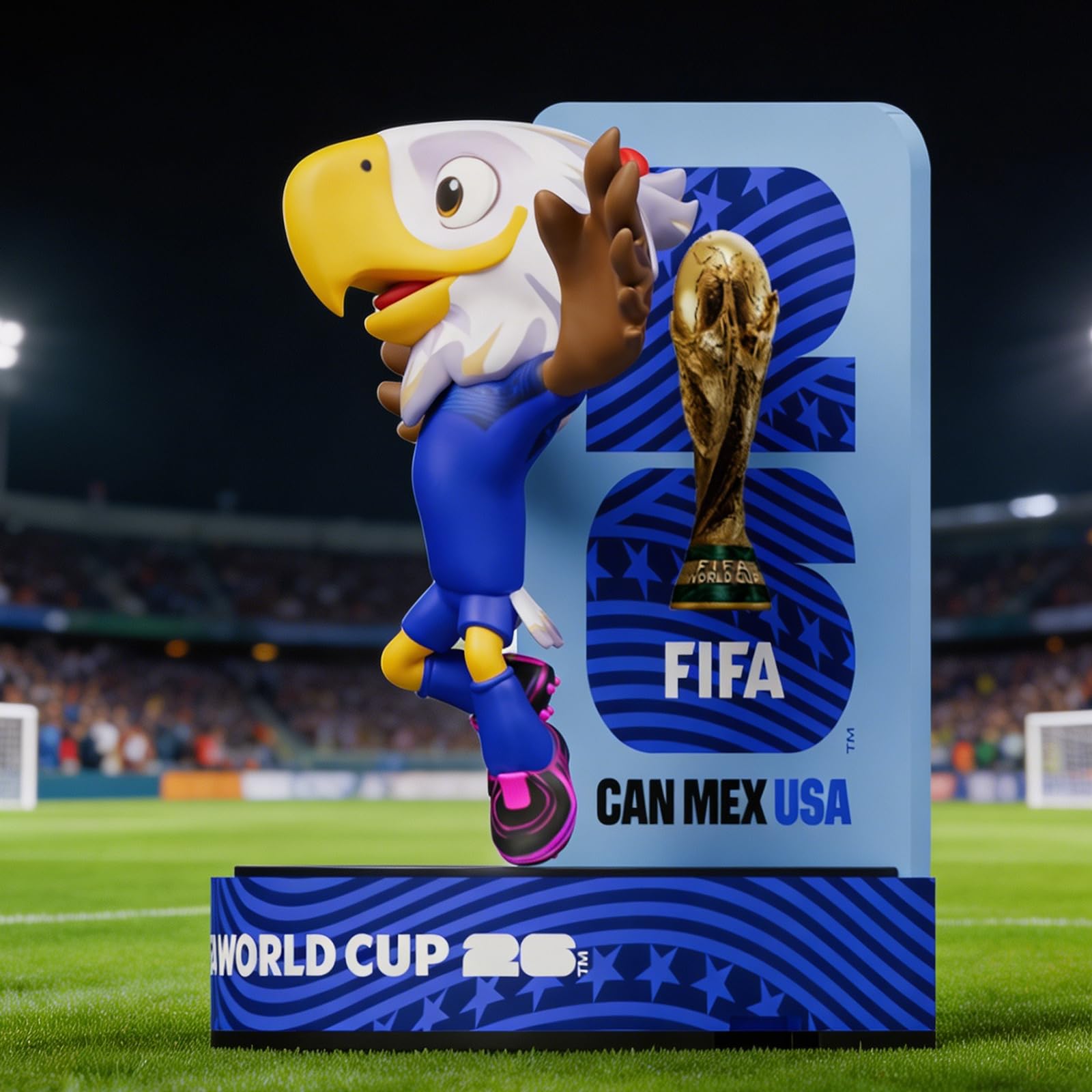Sanyetral FIFA World Cup 2026 3PCS Figuras de Mascota,Copa Mundial de fútbol Juego de Conjunto Base B (6 cm) para Exhibición, Incluye Clutch, Zayu, Maple
