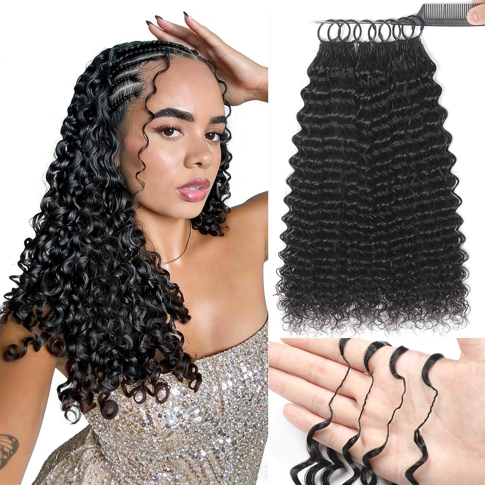 Renyarch Miracle Deep Wave Mini Knots Crochet Human Hair Bundles for Black Women 18 Pollici Crochet Human 200g 160c Black Water Wave Wet and Wavy Invisible Knotless Curly Extensions
