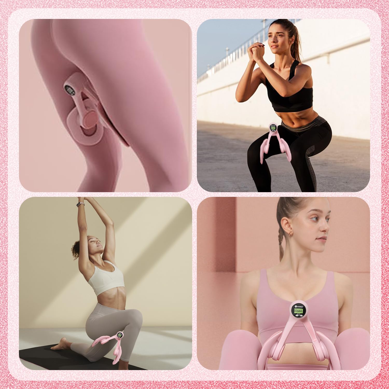 Entrenador de músculos del Suelo pélvico, Entrenador de Cadera, Entrenador de Muslos, recortador de Muslos, reparación de músculos del Suelo pélvico, para Caderas, piernas, Brazos (Rosa)