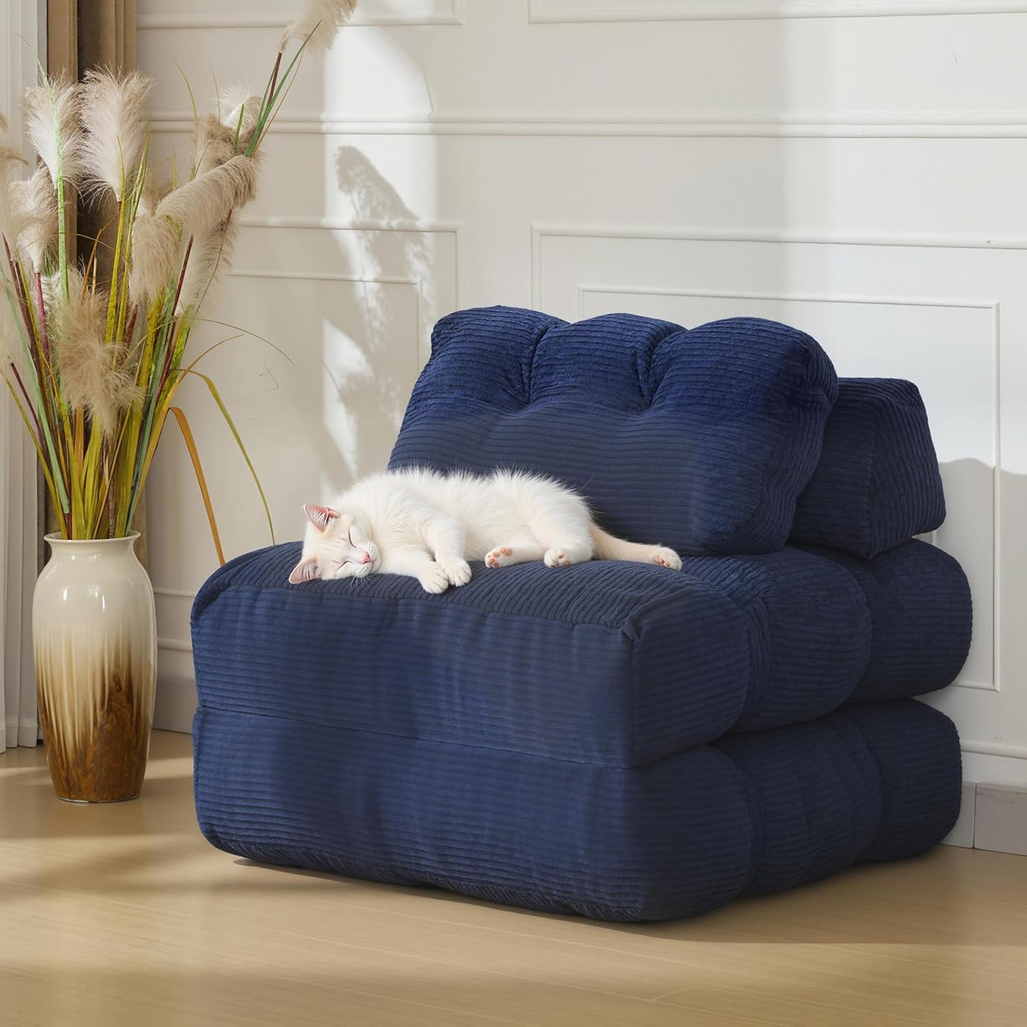 Sofá Cama Tipo Futón De Suelo 190 CM, Colchón Plegable, Incluye Almohada | Sin estructura, colchón plegable integrado, Incluye respaldo y almohada, Funciona como chaise longue, salón y dormitorio
