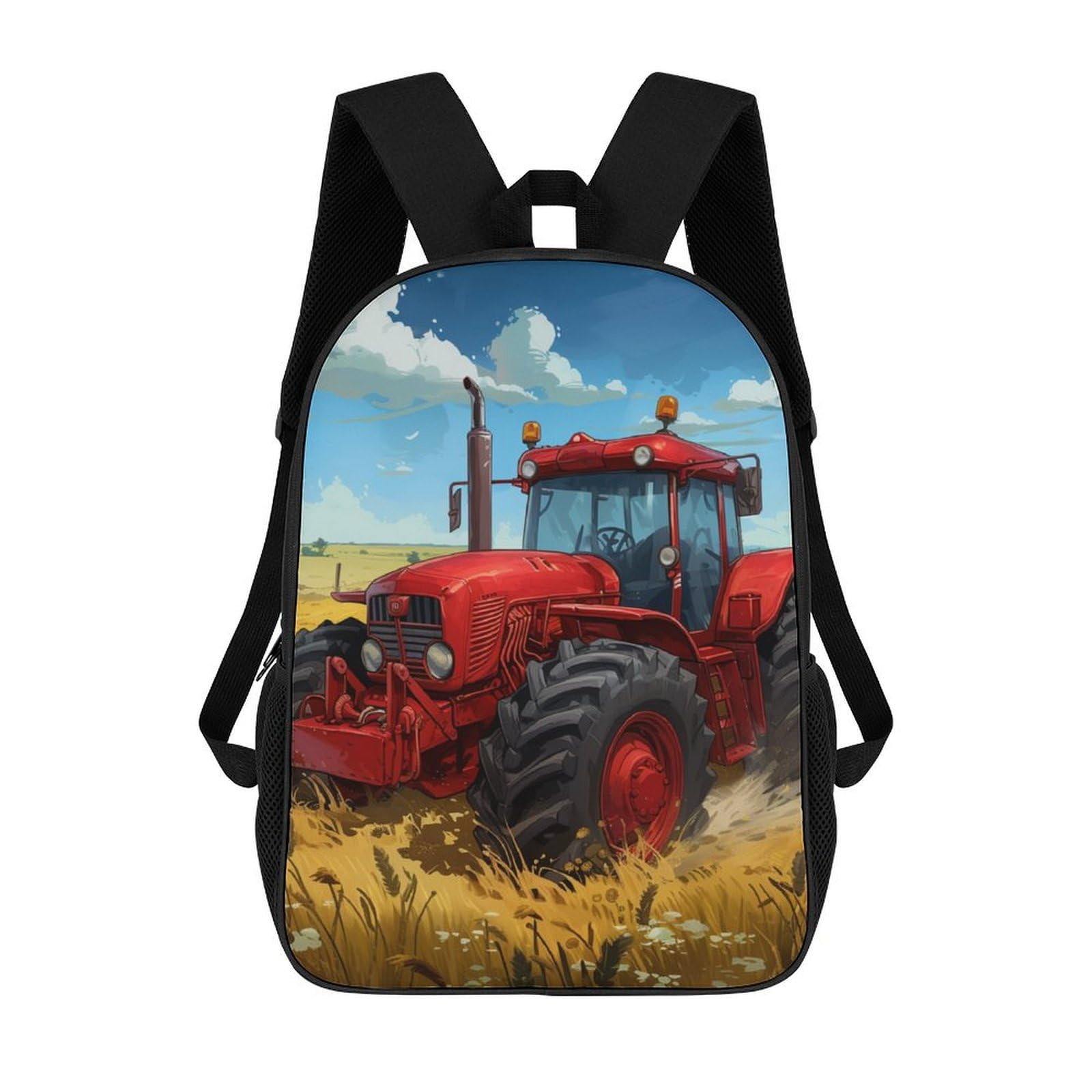 Qpirinmex Unisex Kids Tractor-9 Kids Boys Girls Tractor School Backpack Children Primary Schoolbag Book Bag Personality Rucksack Casual Daypack 17Inch