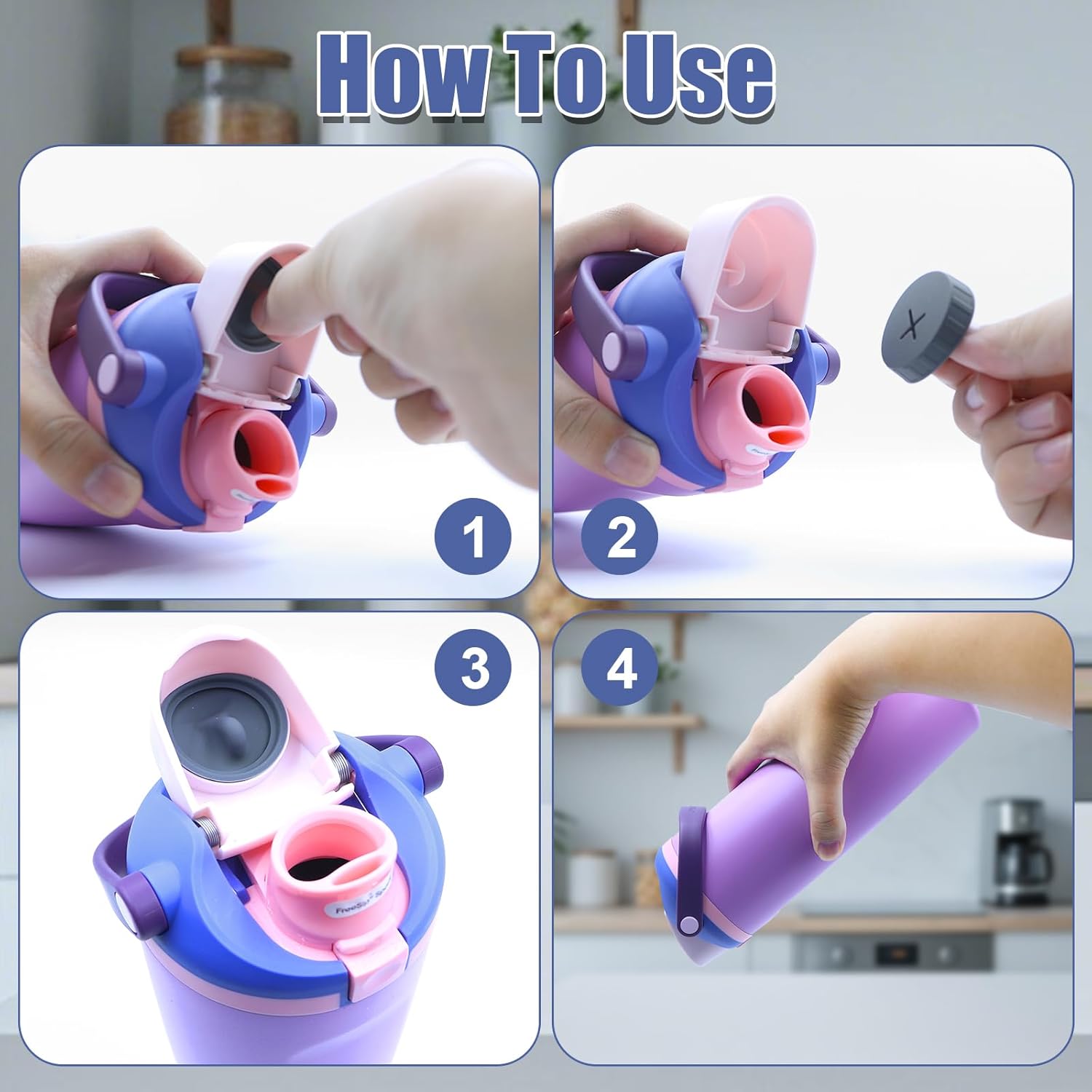 4pcs Replacement Stopper for Owala FreeSip Sway 30oz 40oz, Water Bottle Top Lid Gasket for Owala Tumbler Seal Cap Mouth Stopper Part Silicone Plug Accessories BPA-Free (Black Grey White Light pink) - Image 4