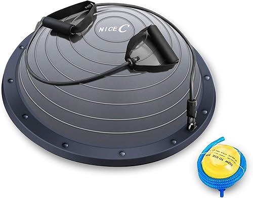 Nice C Pelota de Equilibrio, Media Pelota, Pelota de Equilibrio, Entrenador de Ejercicios, con Banda de Resistencia, Yoga de Fitness y Fuerza con