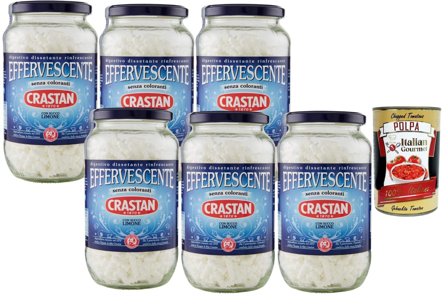 Italian Gourmet - Crastan - effervescent Digestif au Citron Sans Colorants Boisson Effervescente Rafraîchissante Lot de 6 x 100 g Italian Gourmet Polpa