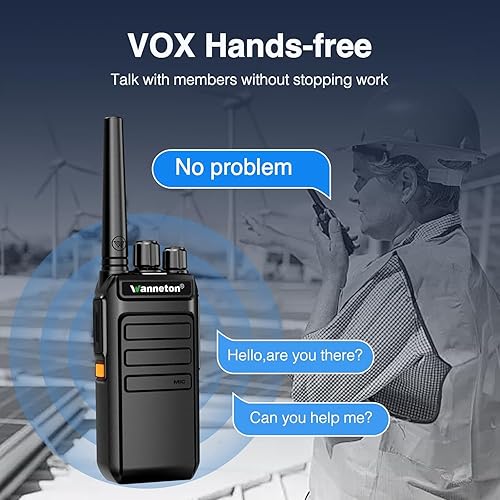 Miniatura 2 de Paquete de 2 radios portátiles impermeables recargables de largo alcance con copia de frecuencia inalámbrica, compatible con la mayoría de las