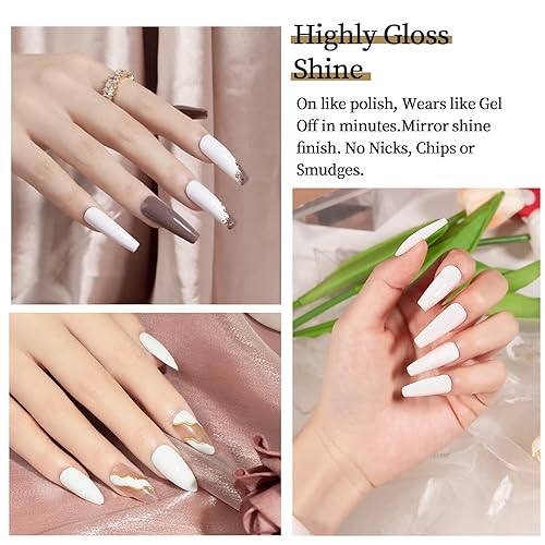 Miniatura 4 de MAYCHAO Esmalte de uñas en gel de 0.5 fl oz, 1 unidad de esmalte de uñas blanco que se absorbe con luz UV LED, arte de uñas, salón de manicura para