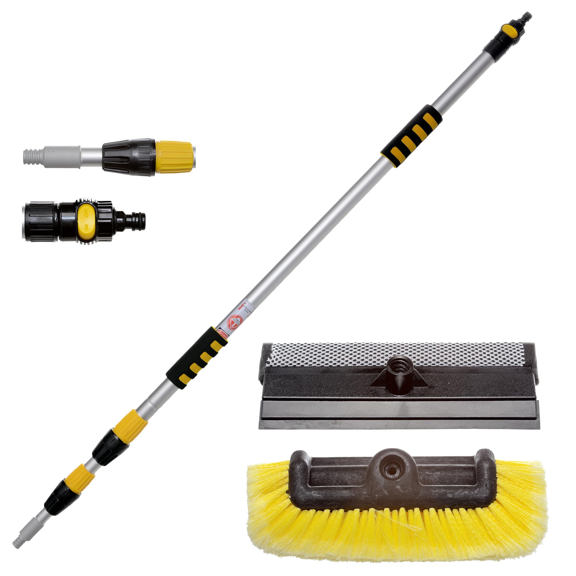 Yachticon Juego de Cepillo de limpieza para coche y yate de la vela con mango telescopico