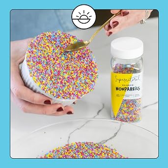 Supernatural Rainbow Nonpareils, Dye-Free Vegan Dessert Sprinkles Mix, 3oz